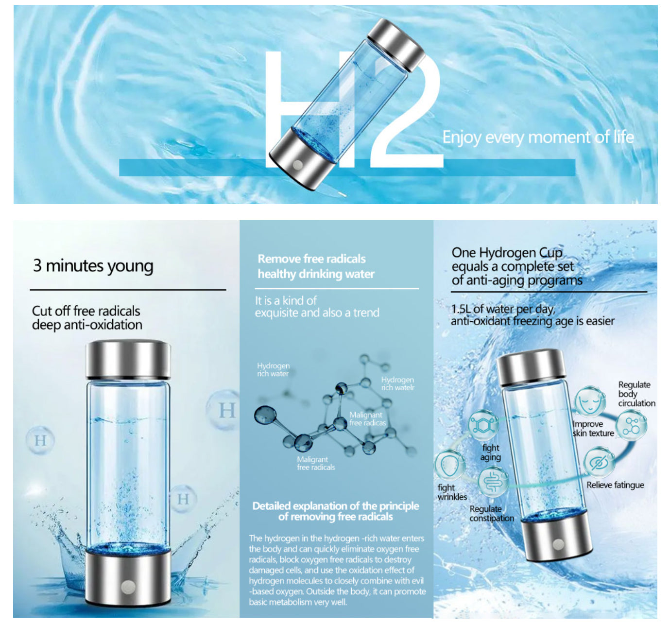 Hydrogen Water Bottle for Enhanced Hydration and Wellness