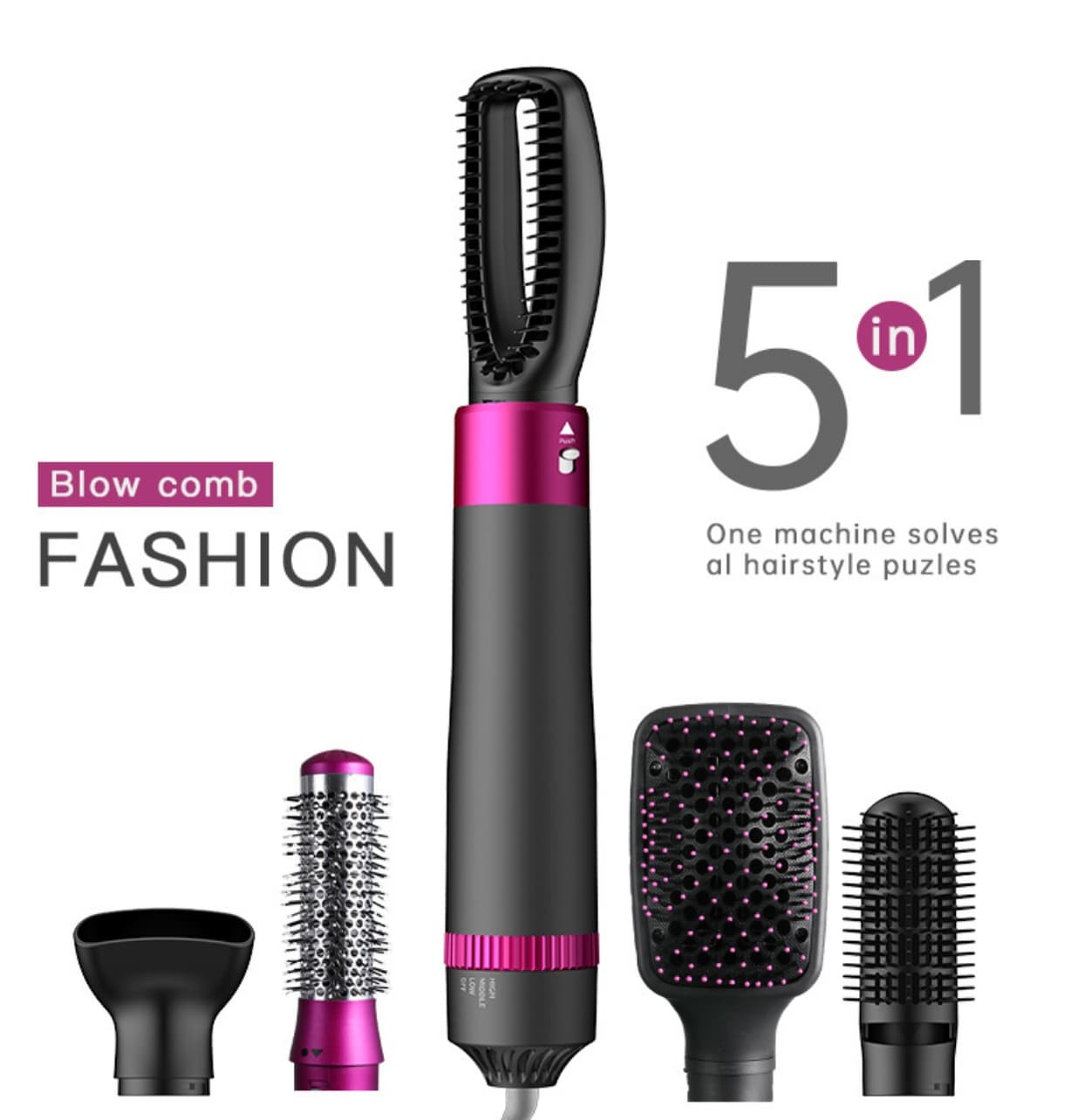 High-Power 5-in-1 Hot Air Comb Hair Dryer (1200W)